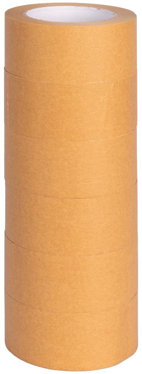 Verpacking 6 rollen papiertape, 50 m, bruin, recyclebaar, stil afrollend, sterke natuurlijke rubberlijm, milieuvriendelijk PP-alternatief