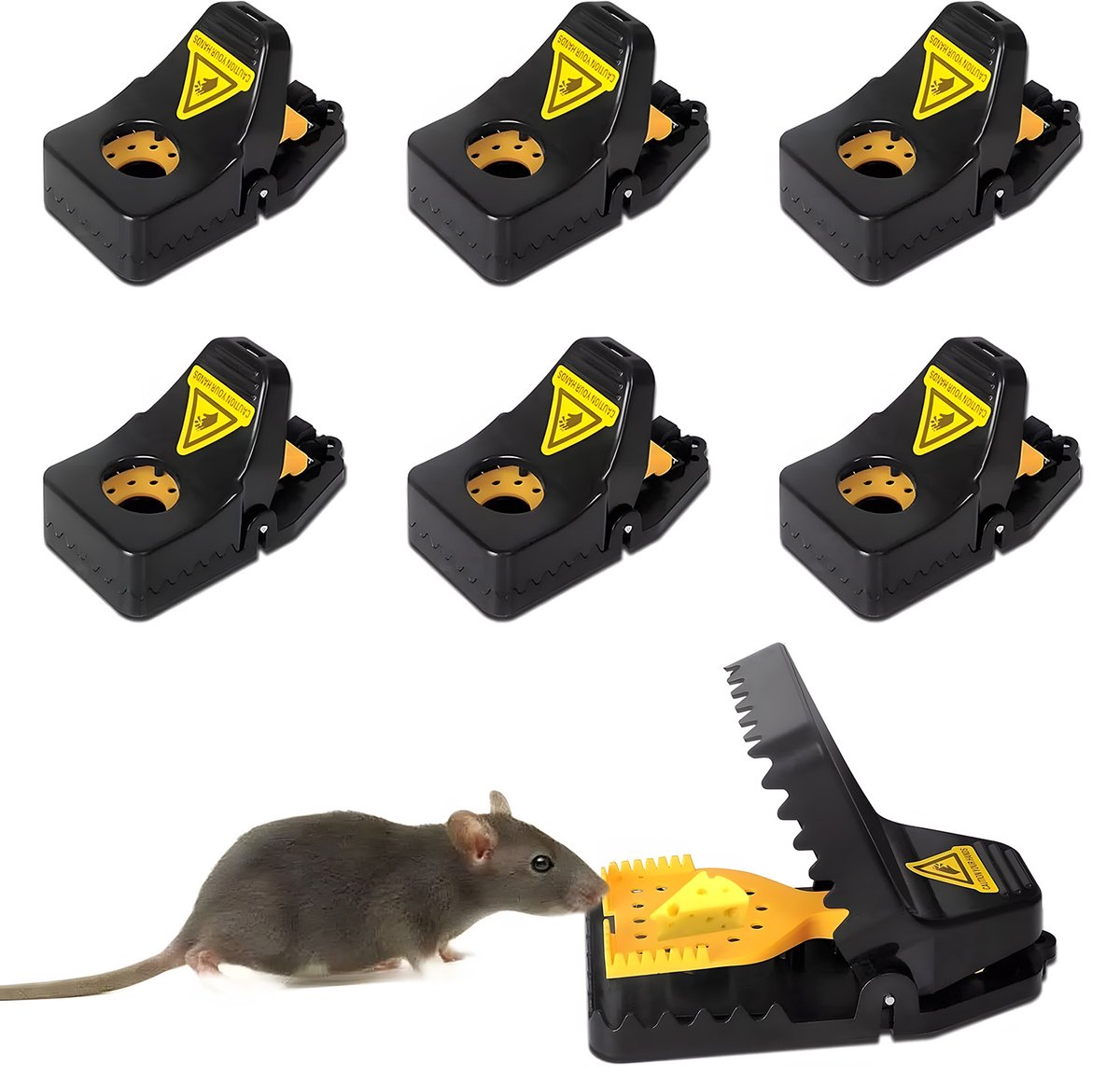 Muizenvalletjes – Professionele muizenvalletjes – Muizenvalletjes met voetbediening - Kaasvormig – 100% vangstpercentage – Geschikt voor binnen- en buitengebruik – Alternatief voor rattengif – 11,2*4,8*5,6 cm - 6 stuks