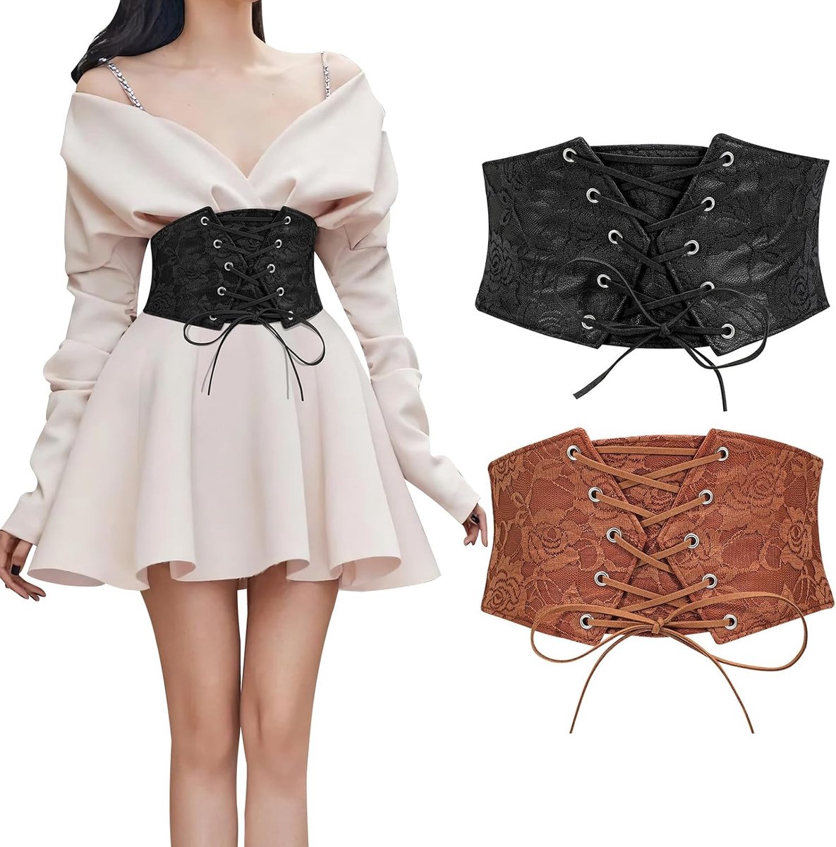 2 stuks taillekorset voor dames, elastische brede riem voor jurken