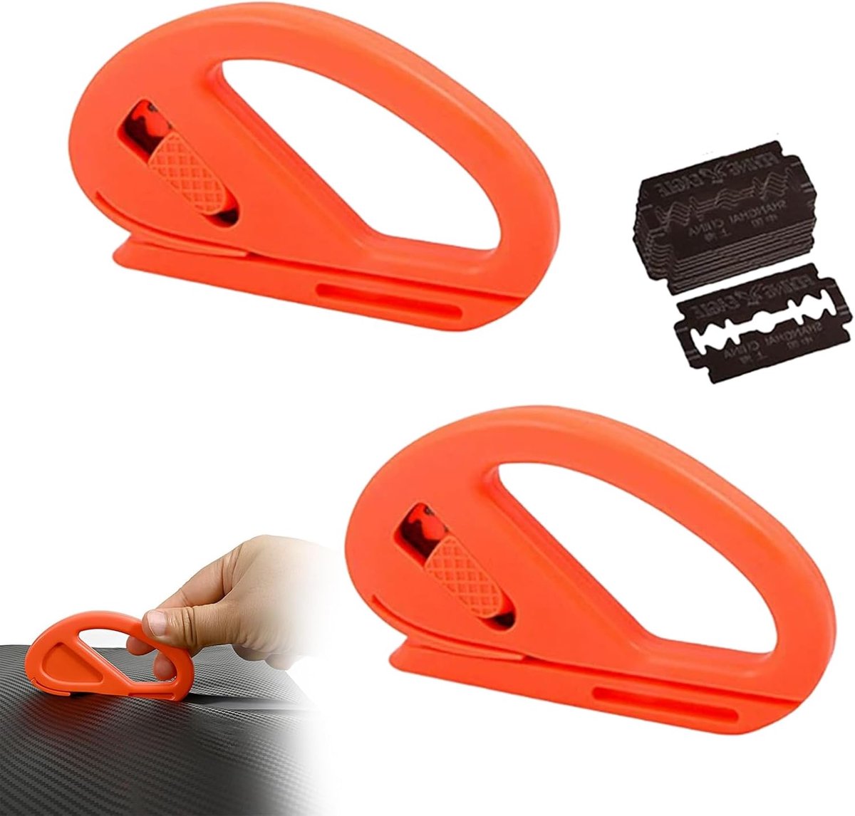 2 stuks cadeaupapiersnijder met 10 reservemesjes, inpakpapiersnijder voor Kerstmis, Halloween (oranje)