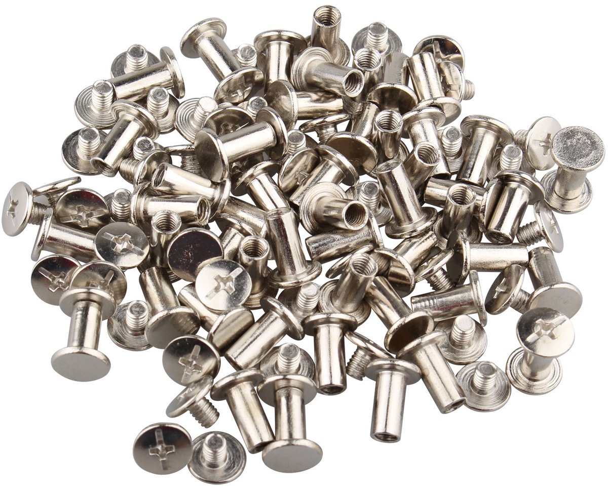 50PCS 5x10mm Chicago bindschroef post nikkel Plating Nail klinknagel plat bevestigingsmiddelen lederen reparatie schroeven voor boek Scrapbook fotoalbum lederen riem zilver Tone