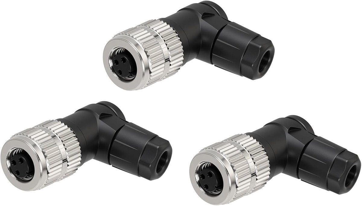 Hoek vrouwelijke M8 3-pins sensor connector een code vrouwelijke circulaire waterdichte industriële luchtvaart data communicatie kabel plug voor signaal elektronische fietsen 3 stuks
