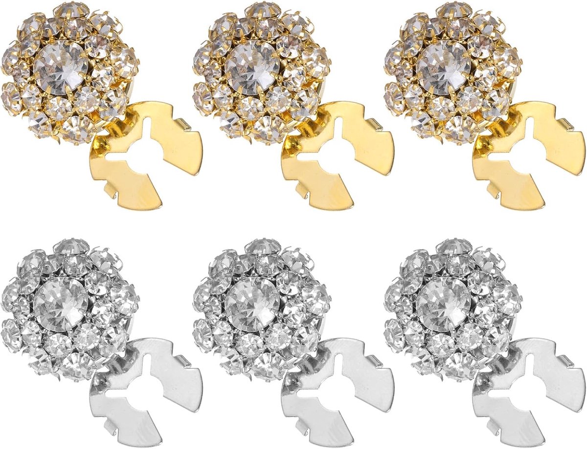 6 stuks knoophoezen met strass afneembare knoophoezen voor vrouwen, blouses, sieraden, parelknopen, spelden, kristal, decoratieve clips, knopen voor jeans, naaien, doe-het-zelf handwerk, vrouwen en