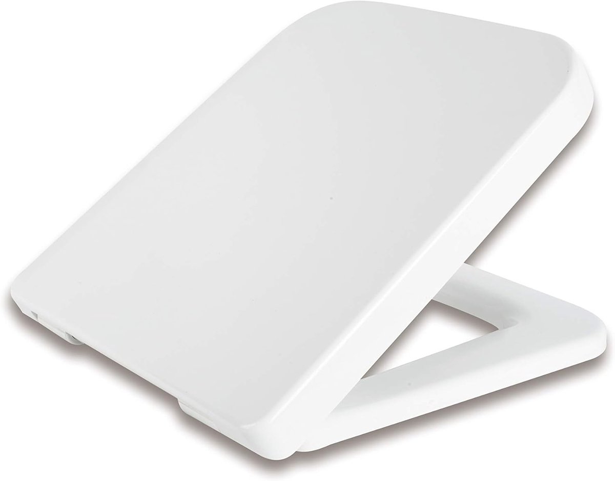 Premium wc-bril Duroplast toiletdeksel wc-bril softclosemechanisme toiletbril afneembaar voor reiniging (geschikt voor vierkant toilet met 370 mm klaar)