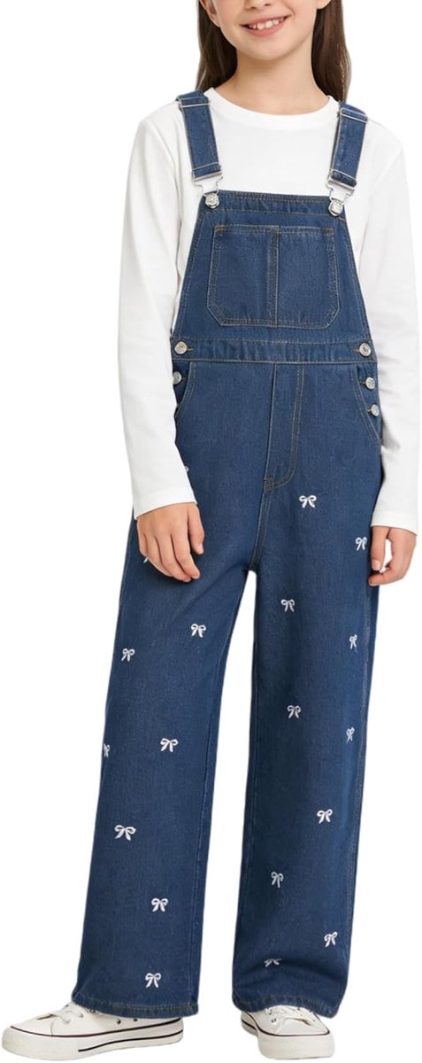 Meisjes Jeans Bib Overalls, Baggy Denim Tuinbroek Jumpsuit voor Grote Kinderen