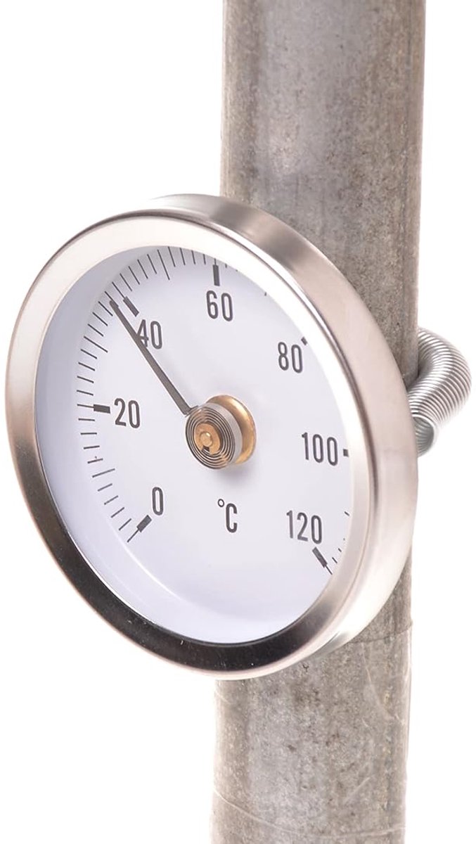 Ø 63 mm, 0-120 graden, thermometer, wijsthermometer, warmwaterthermometer, bimetaal