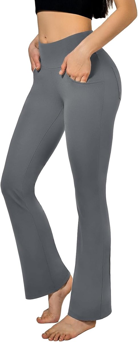 Yoga Dames Bootcut Flare Broek Yoga Leggings Hoge Taille,met zakken, Opaque, Sportbroek, Fitness, Casual