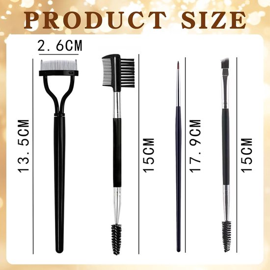 Set van 6 wimperkrullers, 6-in-1 wimperkrultang met wimperkam, 2-delige wimperkam, detailkwast, wenkbrauwborstel, professionele oogmake-up gereedschap — afbeelding 5