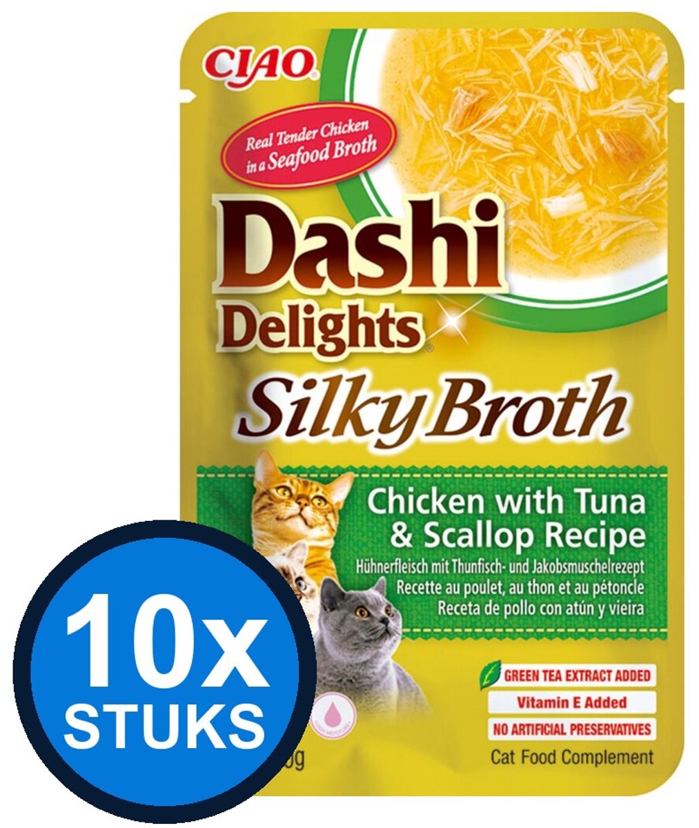 10x Ciao Dashi Delights silky broth cat chicken&tuna&scallop 40gr