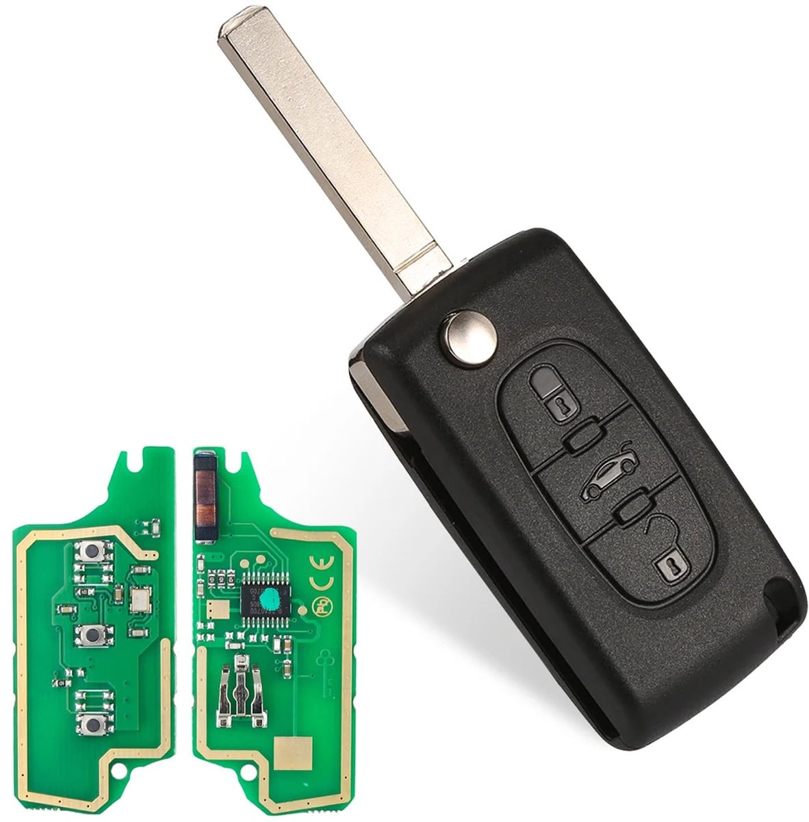 SolidKeus - Vouwbare 3-toetsen Afstandsbediening voor Auto met VA2 ID46 Chip