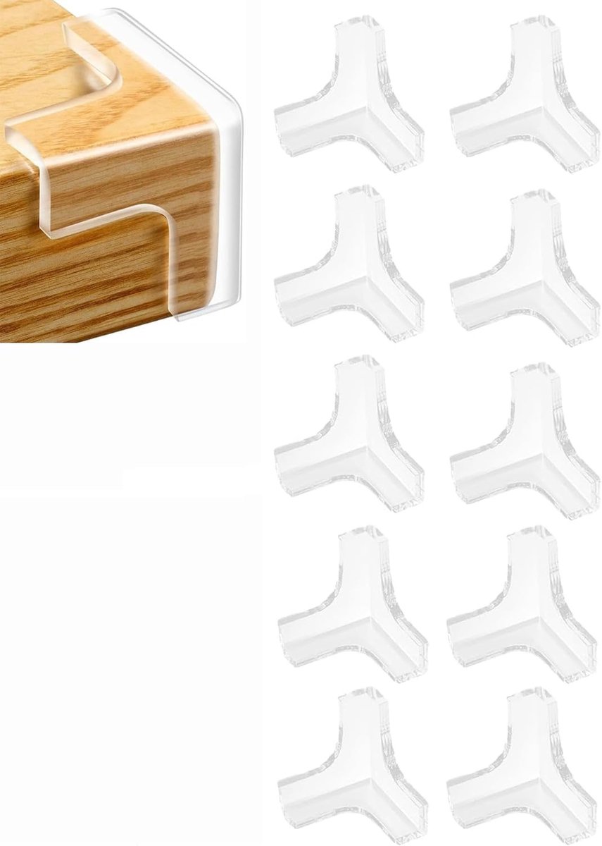 Set van 8 T-vormige Hoekbeschermers van PVC, Zelfklevende Randbescherming voor Tafelranden, Veiligheidsoplossing voor Meubels in 4 Kleuren