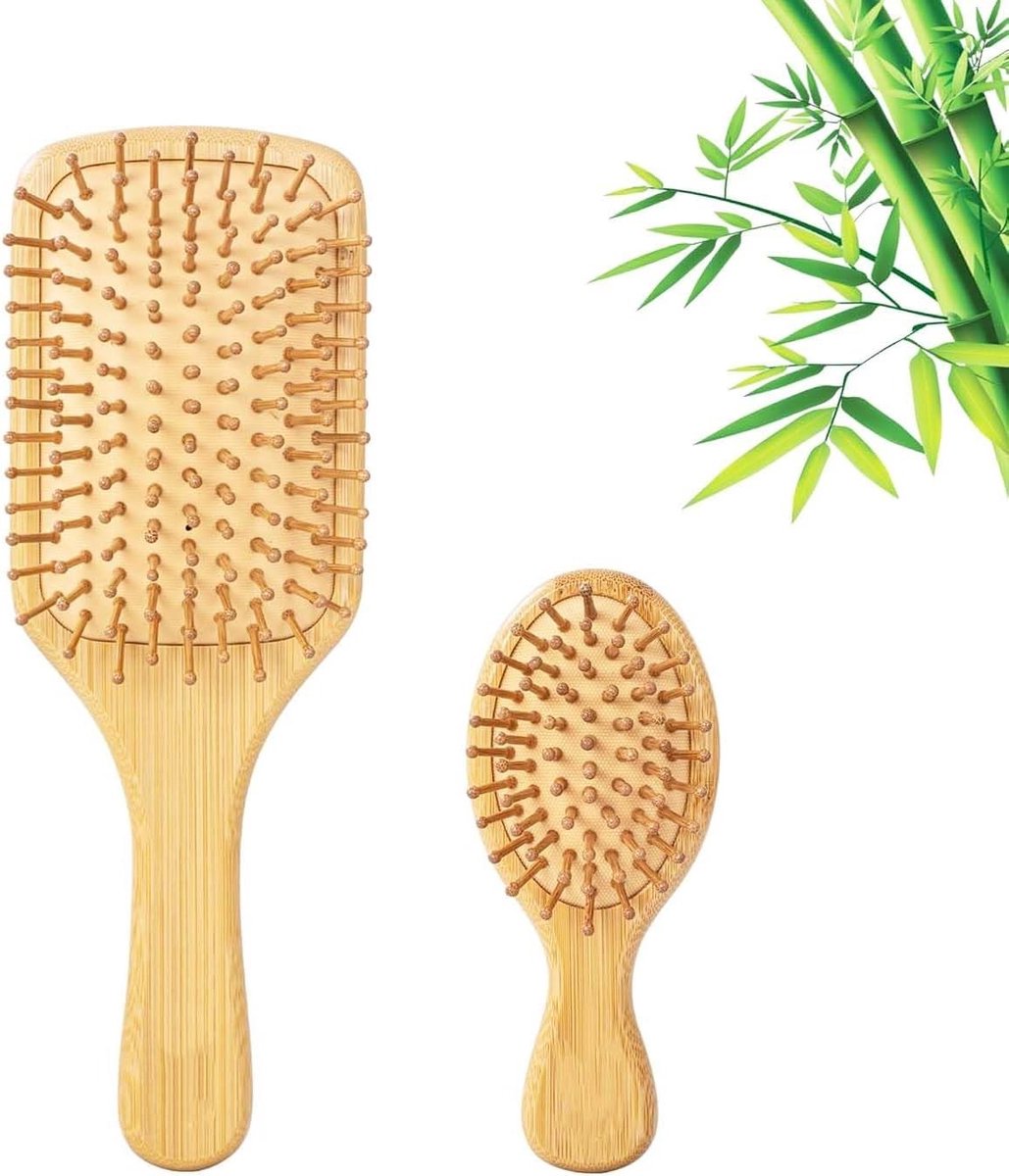 Bamboe Haarborstel Set voor Kinderen en Baby's - Houten Paddle Borstel voor Gezond Haar