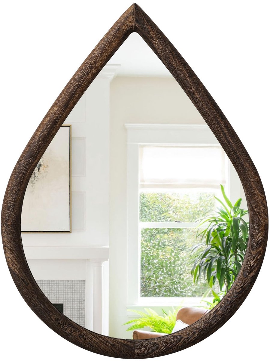 SolidKeus - Handgemaakt Houten Wandspiegel in Retro Stijl voor Badkamer en Slaapkamer