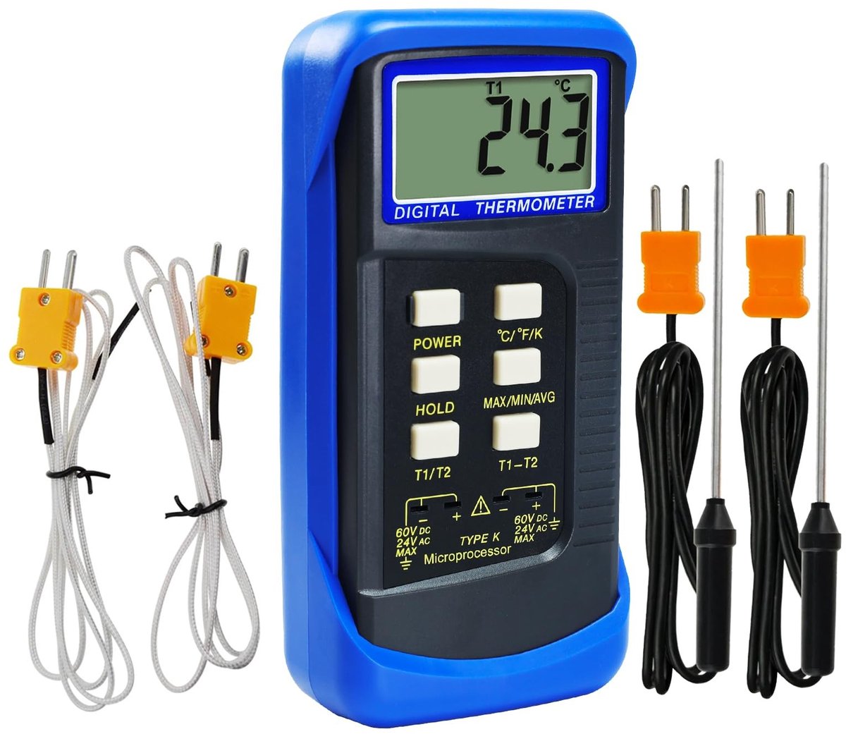 SolidKeus - Handheld Digitale K-Type Thermometer met Dubbele Kanalen