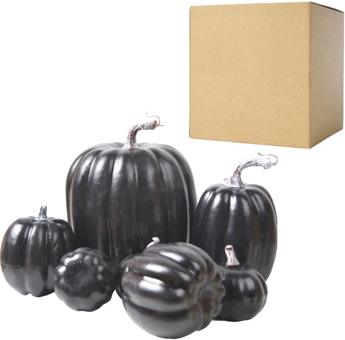 Pompoendecoraties - 7 Stuks Kunstmatige Pompoenen - Imitatiepompoenen - Herfstdecoratie voor Thanksgiving en Halloween - Geschikt als Kerstdecoratie - Papieren Doosverpakking - Wit