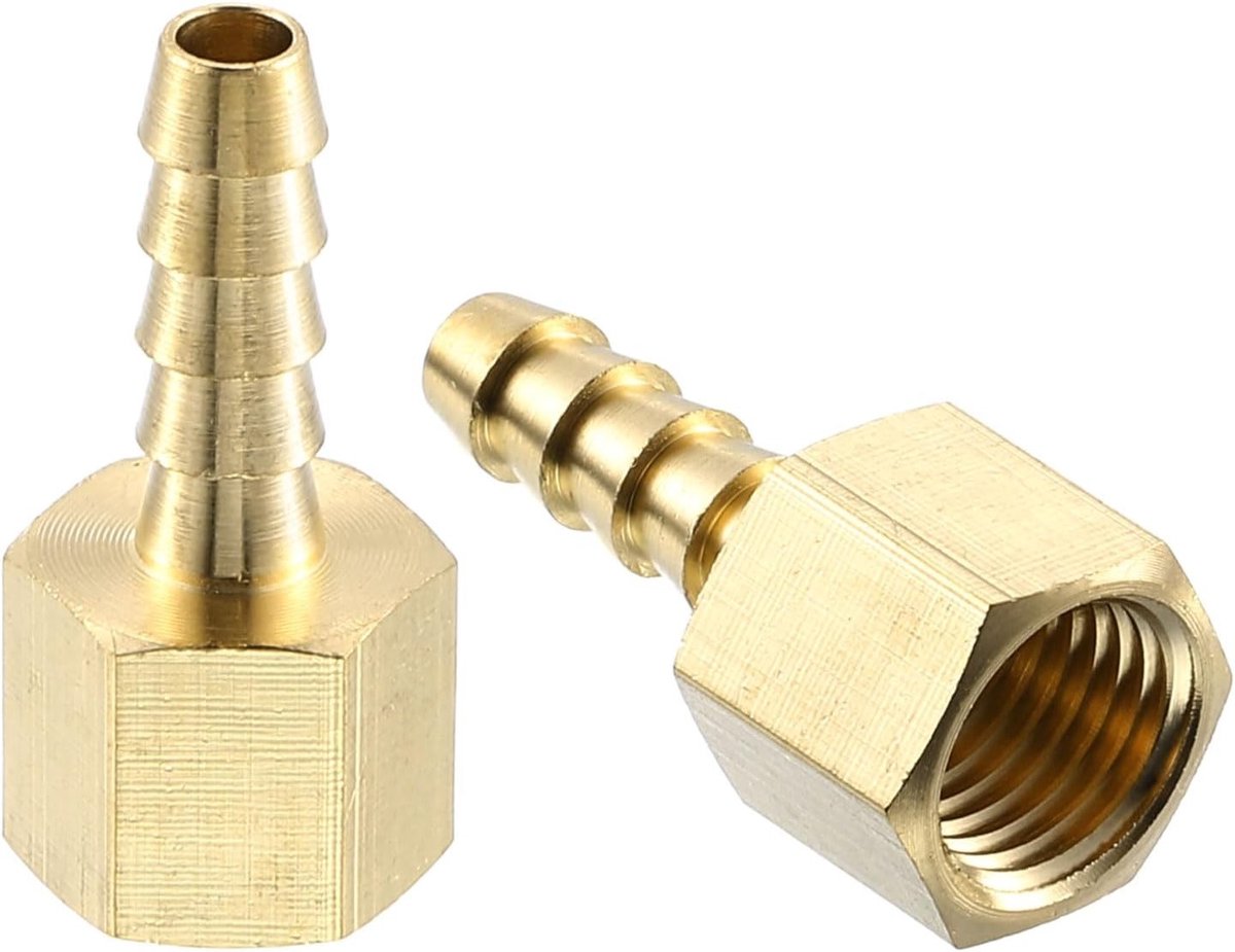 Hose schroefverbindingen van messing, 1/4 inch barbette en 1/4 inch vrouwelijke NPT, voor hydraulische apparatuur en leidingen, 2 stuks