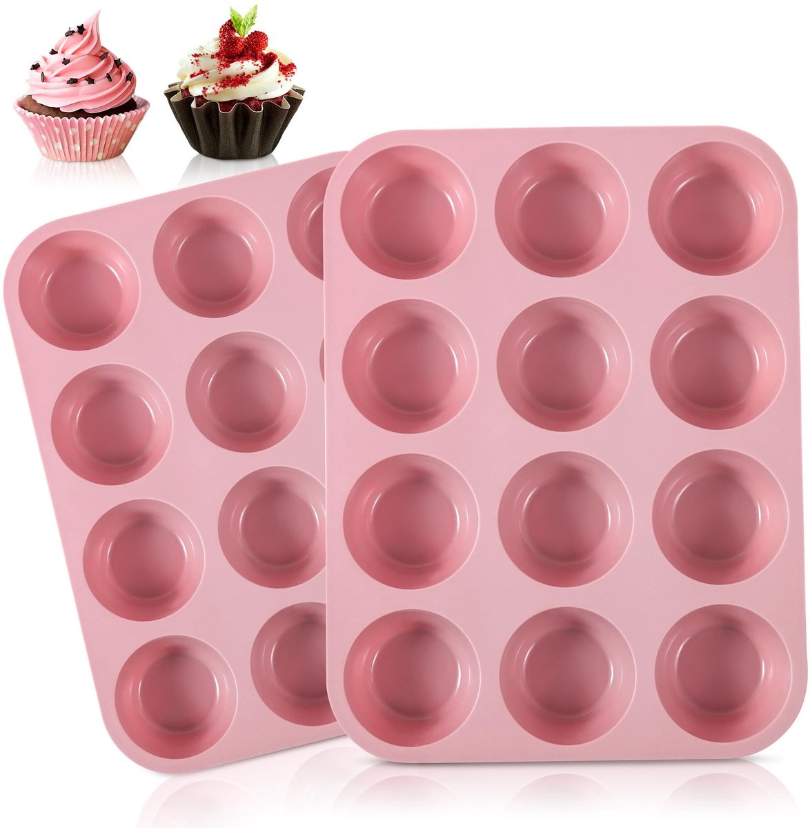 SolidKeus - Set van 2 Silicone Muffinbakvormen, Voor 24 Muffins
