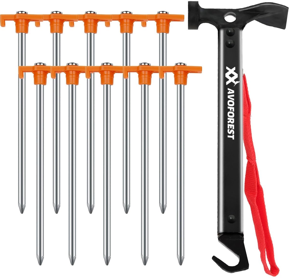 SolidKeus - Campinghamer met Tentstokken Set