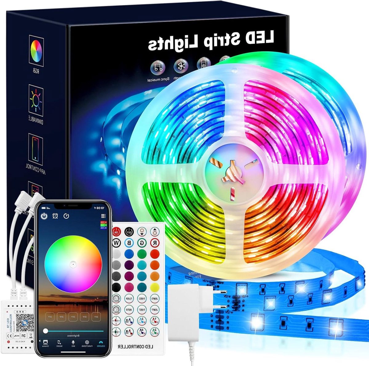 Ledstrip set - Lichtketting decoratie - Sfeer creëren - Bluetooth app bediening - 20 meter - Meerkleurig