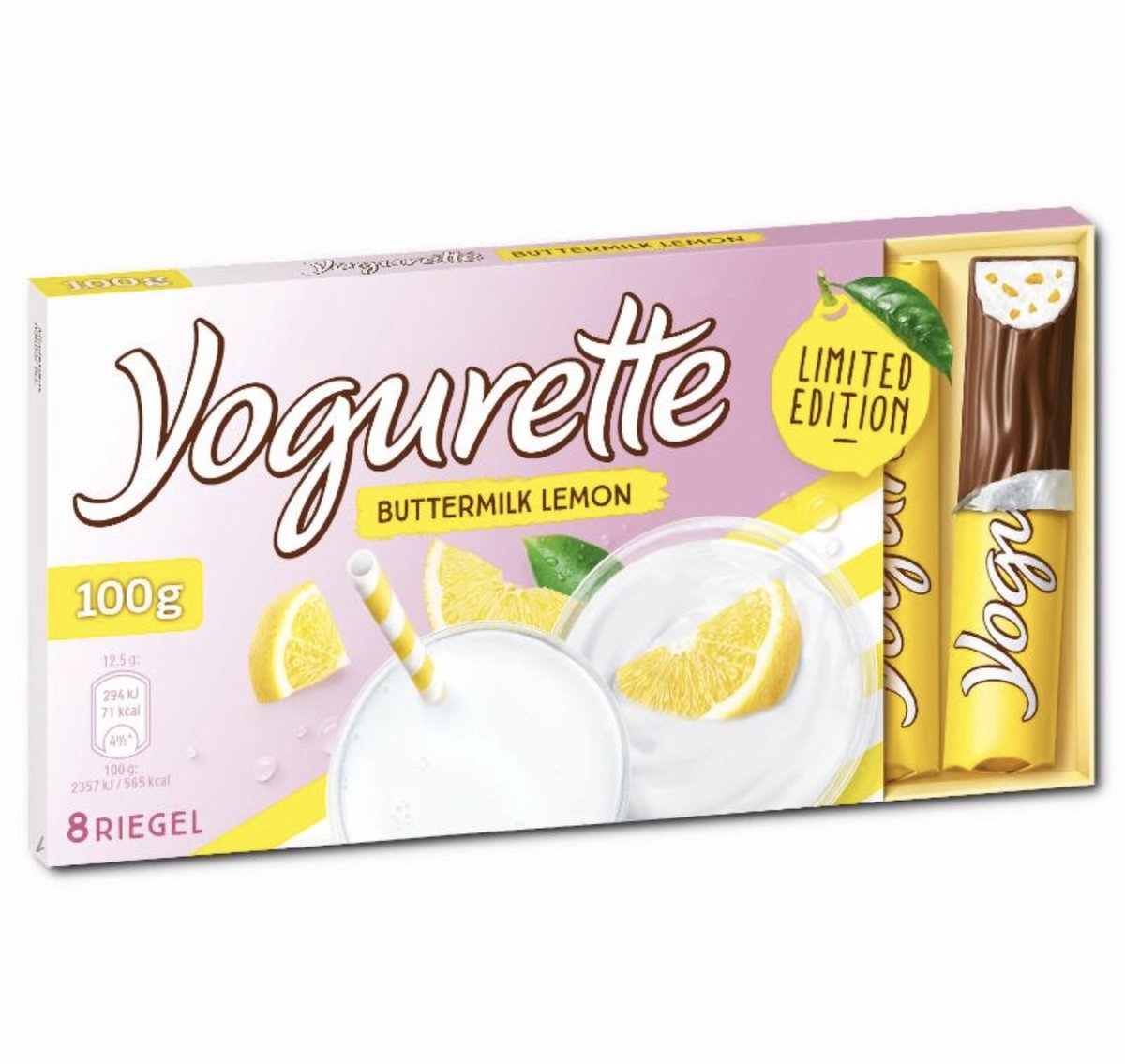 Ferrero Yogurette 8 Verpakkingen - Lemon - Buttermilk 8x 100 gram! - Limited Edition