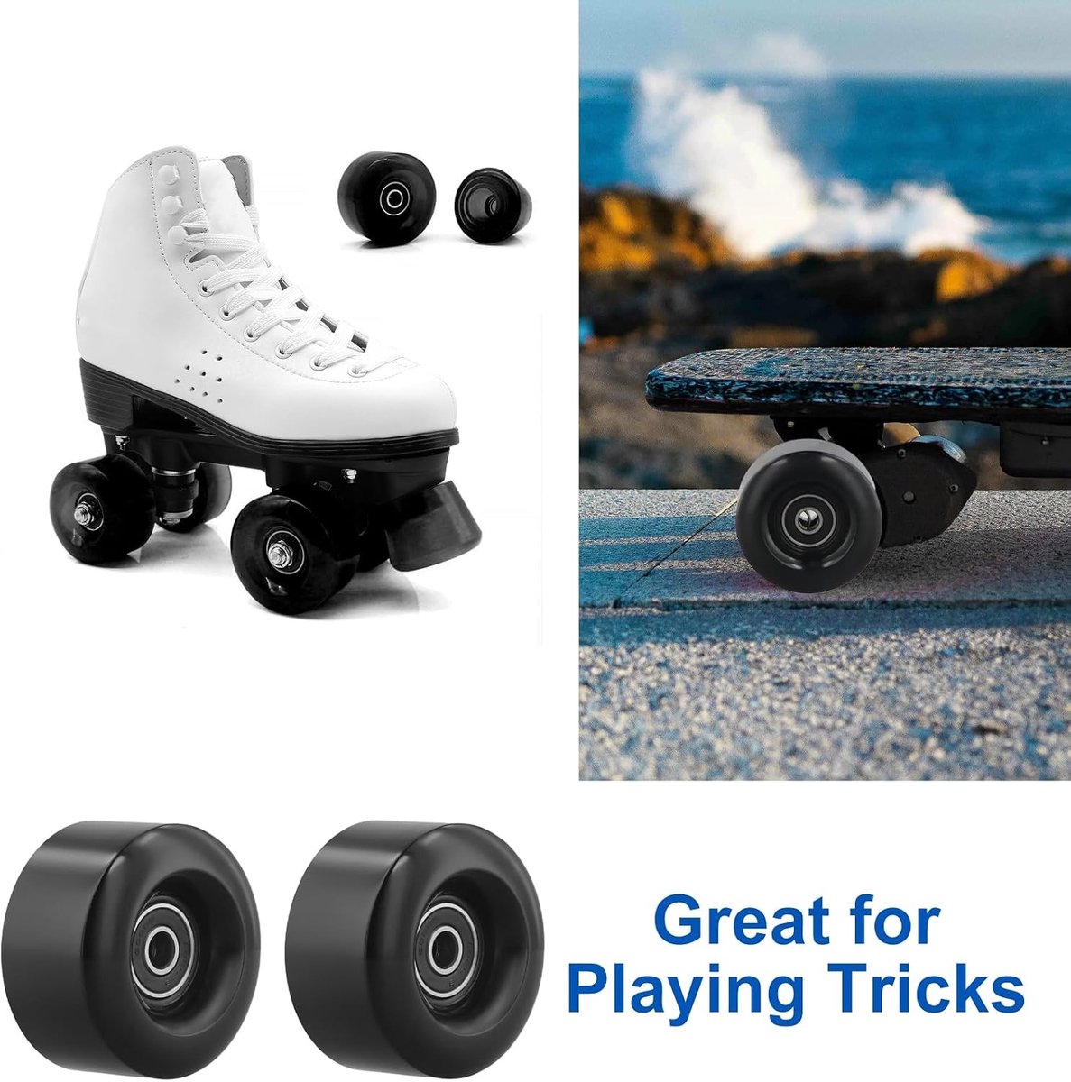 Set van 4 Slijtvaste PU Rollen voor Dubbele Rolschaatsen - 58 x 32mm 82A Skatewielen met Lagers voor Optimale Prestaties en Grip