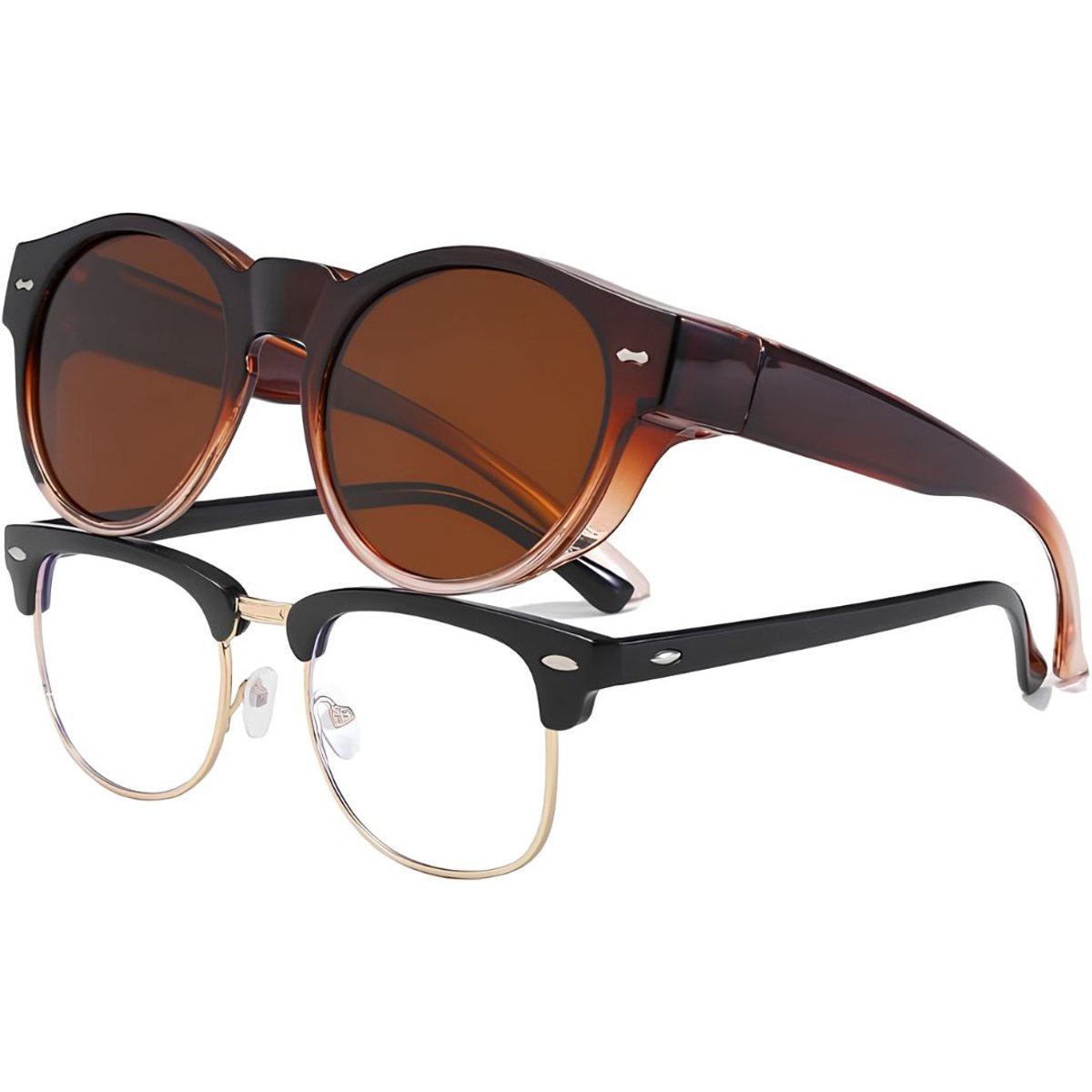 JCP® Overzetzonnebril Dames - Overzet Zonnebril Dames -Polarized - Bruin - 6cm x 1cm x 14cm