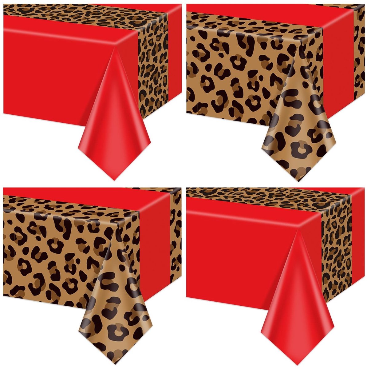 Omgoods - Set van 4 Luipaardprint Tafelkleedjes voor Feestelijke Evenementen