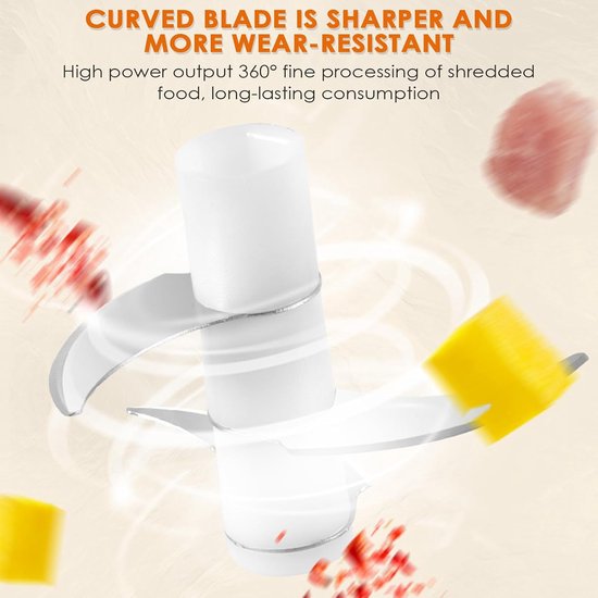 Keuken Chopper - Mini Mixer - Snel Ingrediënten Snijden - Draadloos Oplaadbaar - 250ml - Wit — afbeelding 5