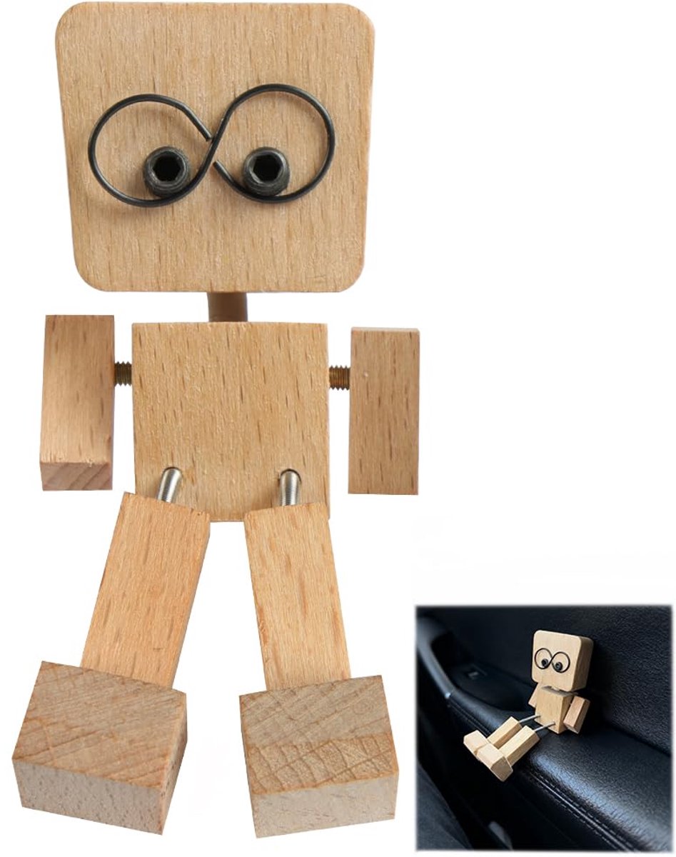 Houten Schommelpoppetje - Handgemaakte Bewegende Houten Pop - Bureau- & Auto Dashboard Decoratie - Cadeau voor Dames & Heren