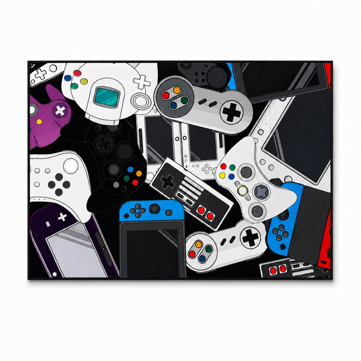 ZoeZo Gaming Controller Vloerkleed Kinderkamer XL - Zacht Speelkleed - Speelkamer - 100 x 150 cm - Paars/Zwart