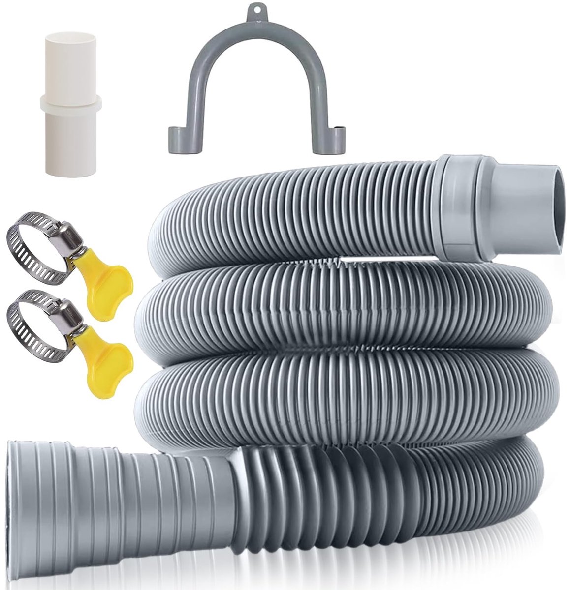 SolidKeus - 5 Meter Afvoerslang voor Wasmachine met Bevestigingsaccessoires