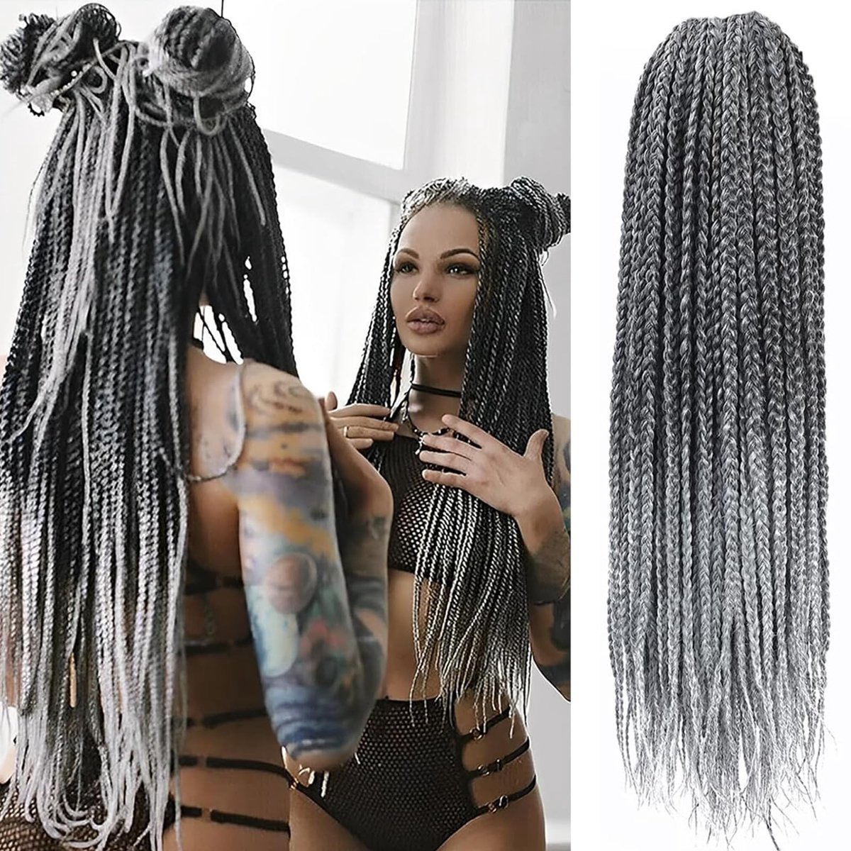 Omgoods - 35 cm Box Braids Haarextensies met Loops