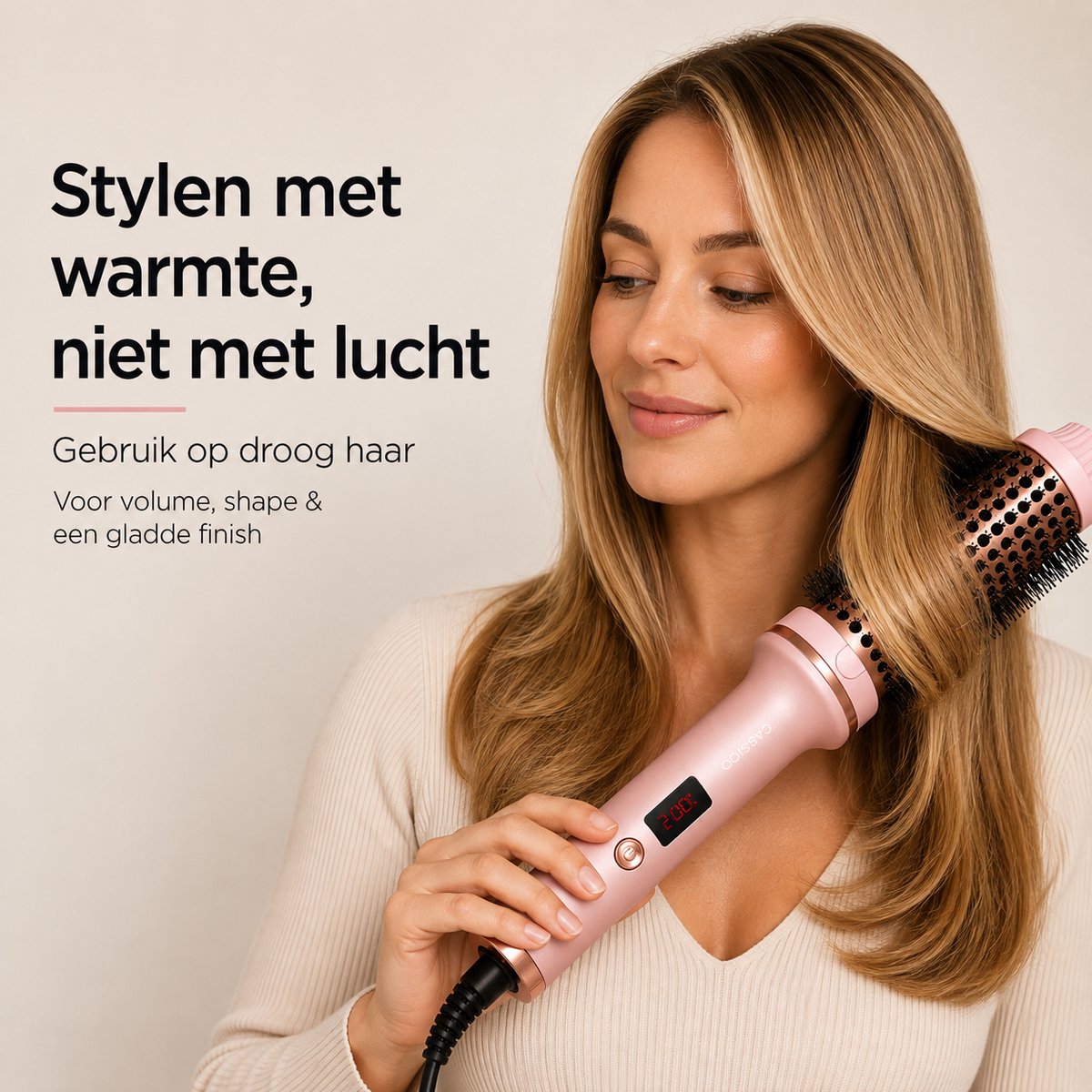 CASSICO® Thermal Brush - Keramische Warmteborstel - Krulborstel Hitte Borstel in 1 - Krultang - Fohnborstel en Airstyler Alternatief - Roze - Incl. Accessoires — cadeau in Verzorging - foto 3
