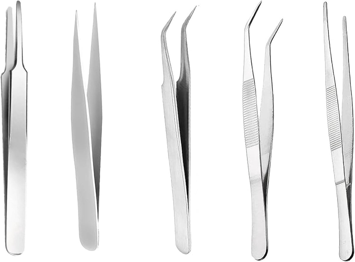 Set van Pincetten - Zilver - Professionele Precisiepincet voor Sieraden en Nail Art - Voor Handwerk en Reparatie