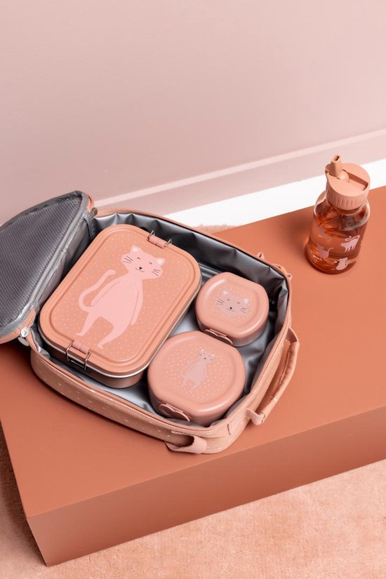 Trixie - Thermische Lunchtas - Mrs. Cat - Gerecycleerd katoen - Houdt eten vers - Met draagriem & naamlabel - Ideaal voor kinderen van Trixie — afbeelding 4