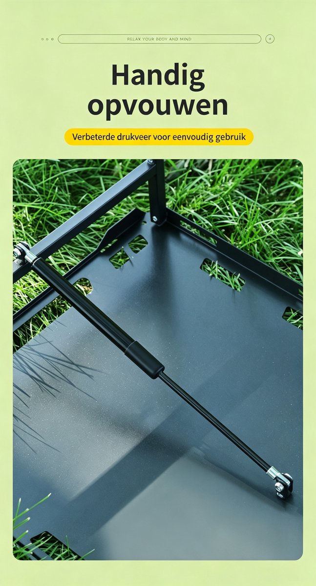 Hydraulisch/pneumatisch inklapbare barbecuetafel + grill + lampenstandaard geschikt voor buitengebruik afmetingen 143*48*50 cm Draagbare campingtafel lichtgewicht metalen barbecuetafel geschikt voor kamperen picknicks en barbecues zwart — afbeelding 2