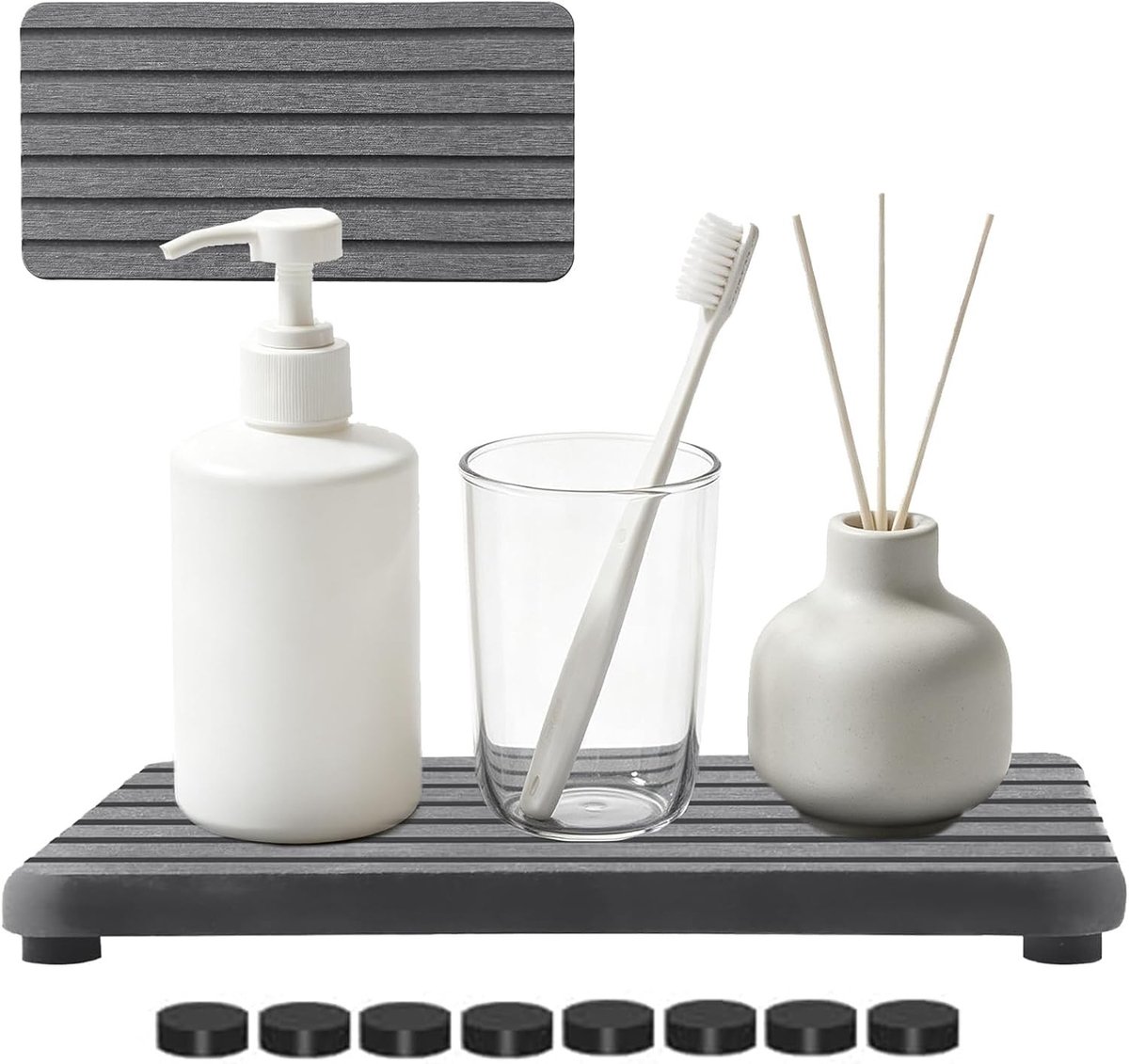 Set van 2 Afvoermatten 21×10 cm voor Keuken en Badkamer | Sneldrogend, Makkelijk Schoon te Maken, Ideaal voor Werkbladen en Wastafels