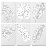 Wit schilder en teken sjablonen set 6 delig extra groot herbruikbaar kunststof stencil met tropische bladeren palmblad monstera varen voor schilderen tekenen muurschilderingen wanddecoratie hobby knutselen