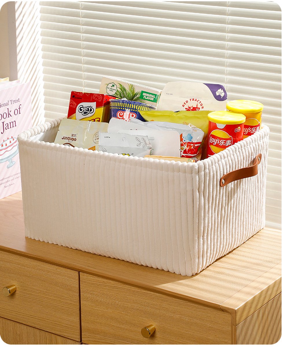 COVREO Opbergmand 41 x 31 x 20 cm khaki fluweel, open model voor wasgoed