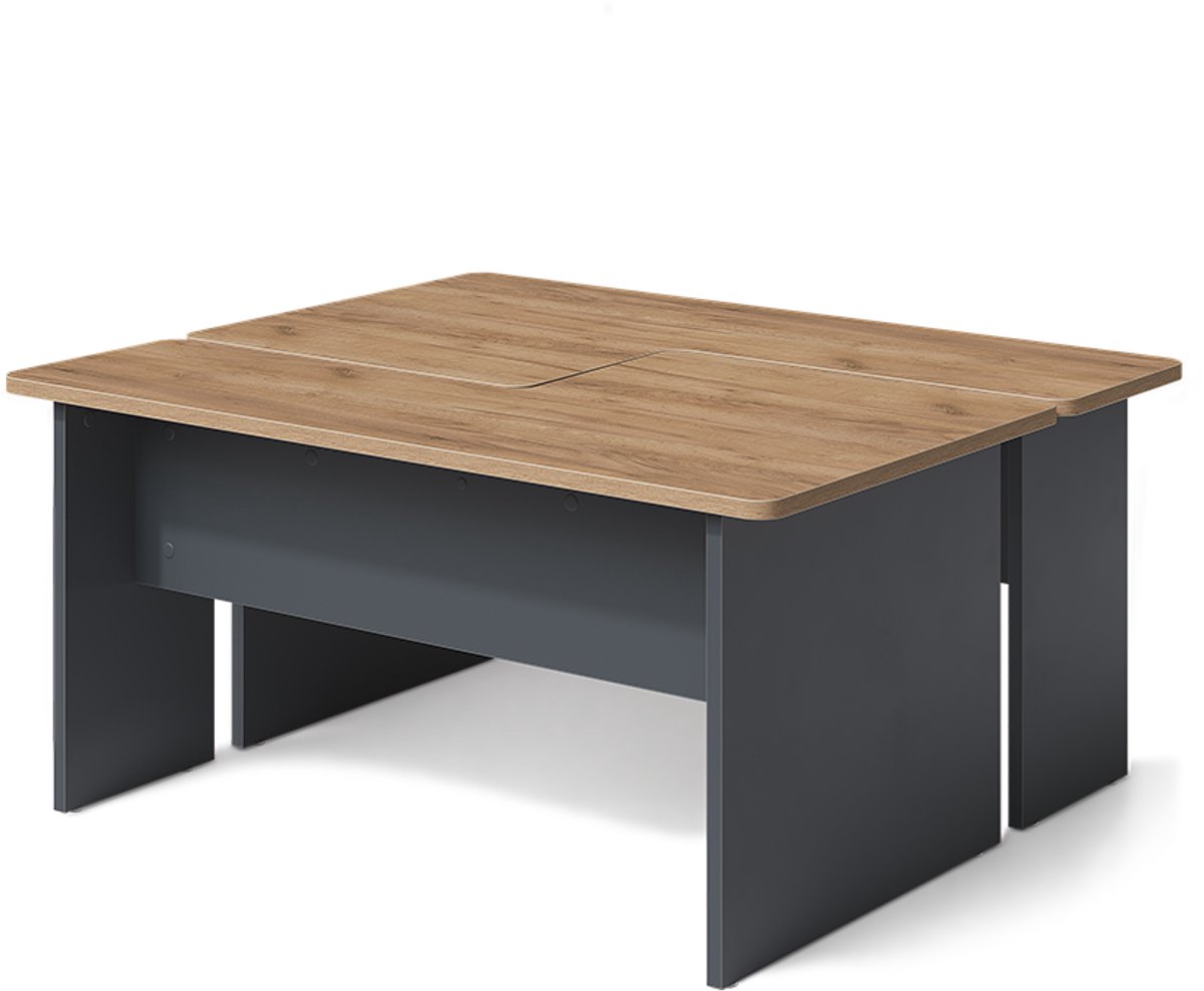 Vicco Salontafel set Duvo, Goudkleurig Eiken/Antraciet, 135 x 50 cm Set van 2