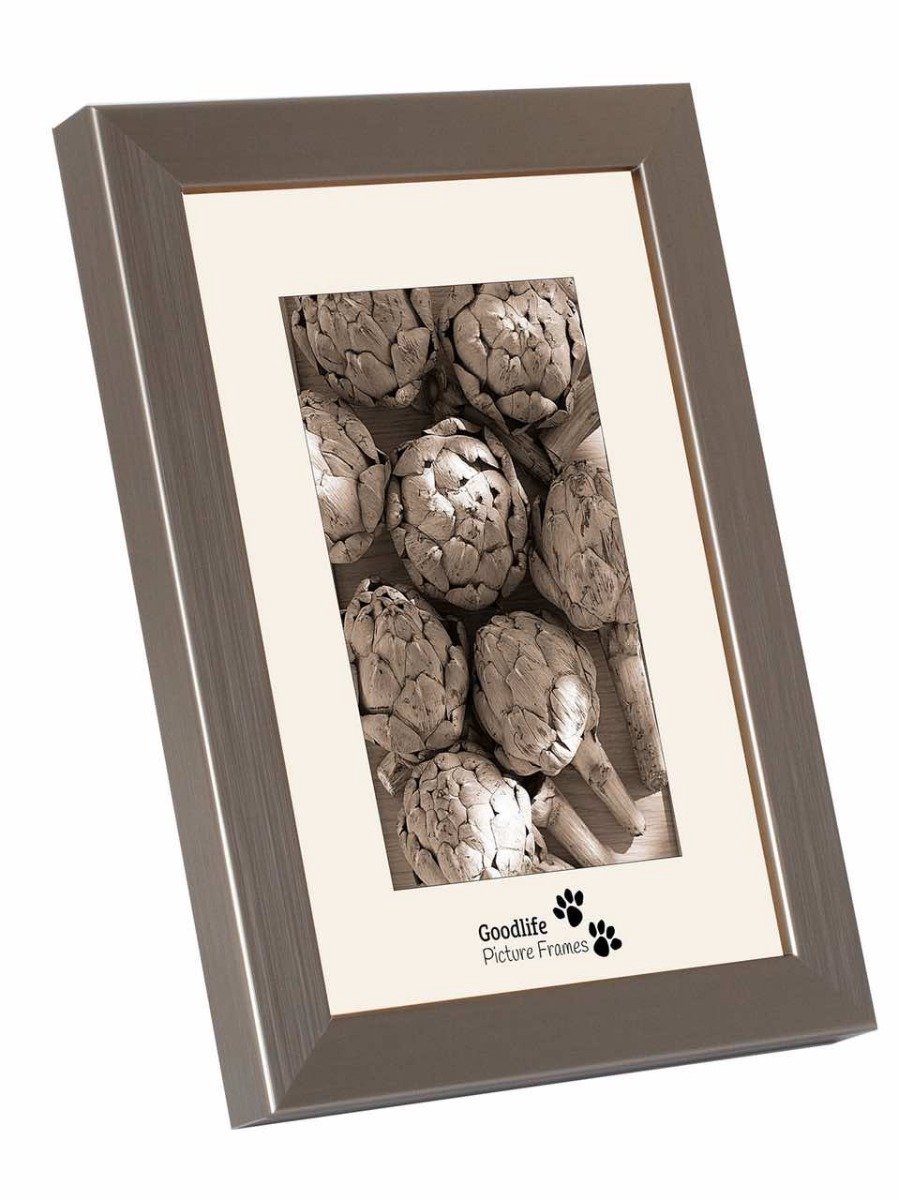 Houten Fotolijst Piano Staal Geborsteld-30x90 - Helderglas - Breedte profiel is 30 mm - Goodlife Picture Frames