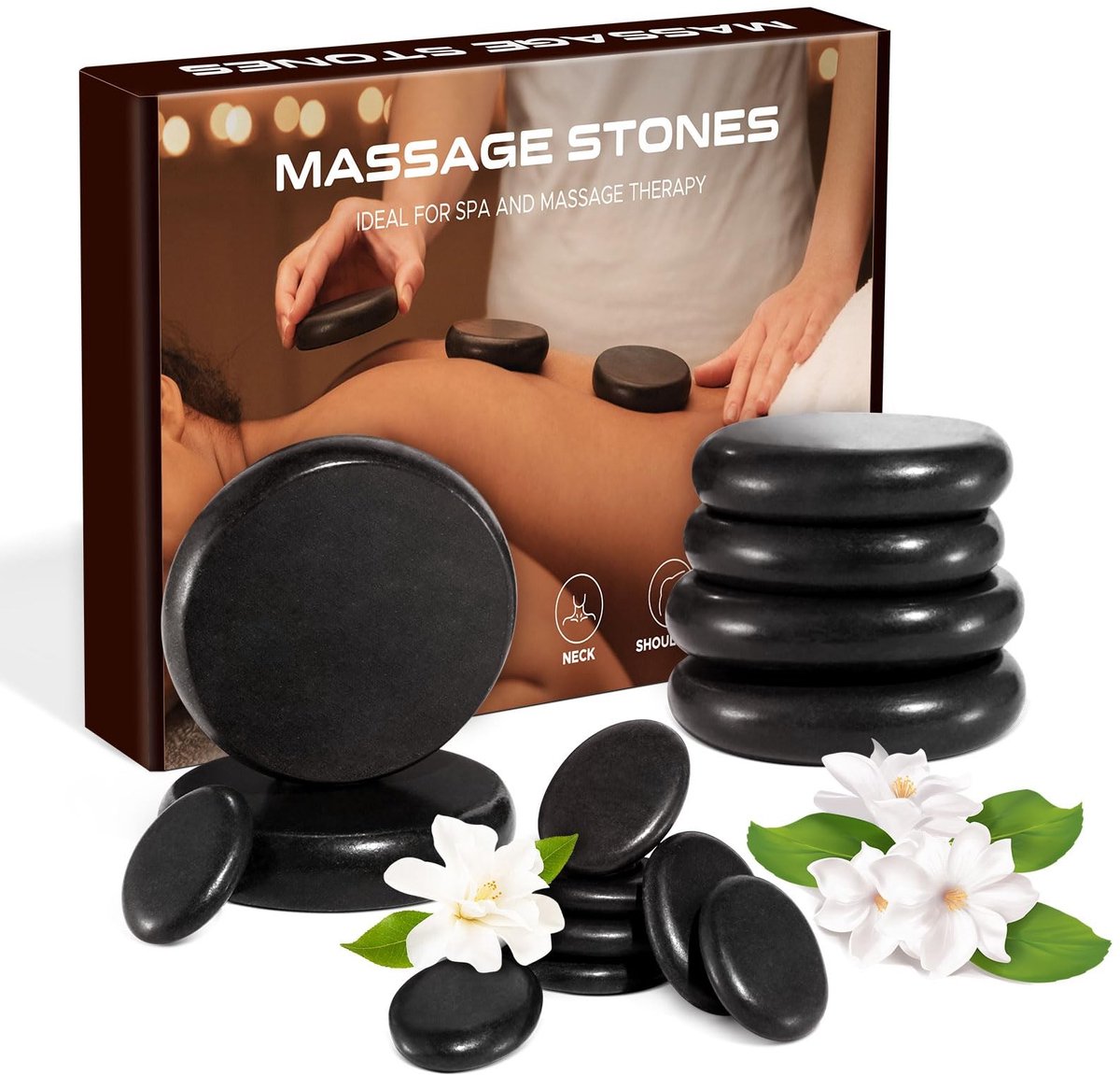 SolidKeus - Hot Stone Massage Set met 14 Basalt Massage Stones