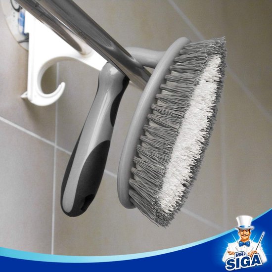Schoonmaakborstel Set - Schrobber Handvat - Badkamer Reinigen - Comfortabele Antislip Grip - 2 Stuks - Grijs Zwart — afbeelding 2