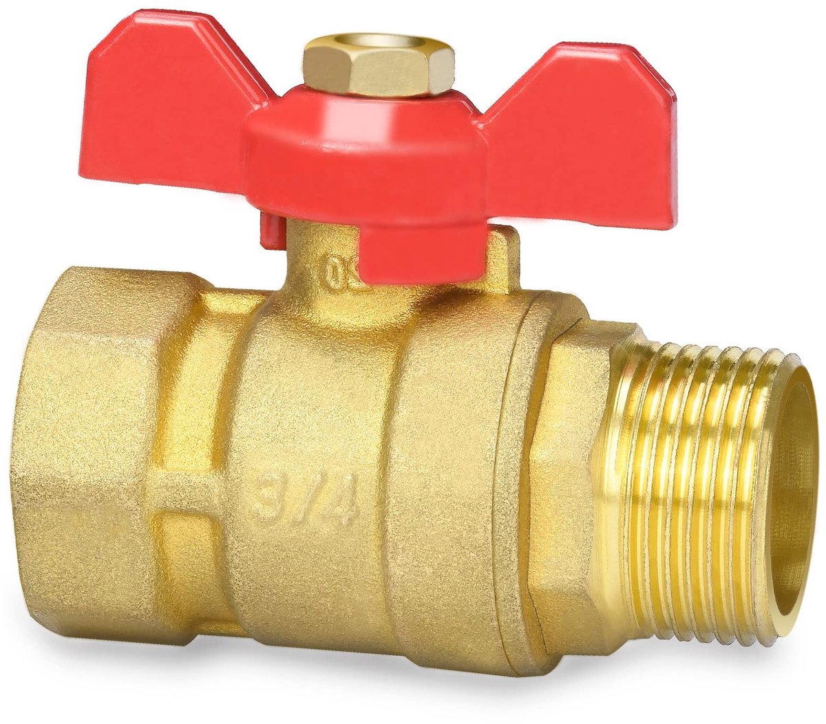 SolidKeus - Kogelklep 3/4 Inch met Rood Vleugelhandvat