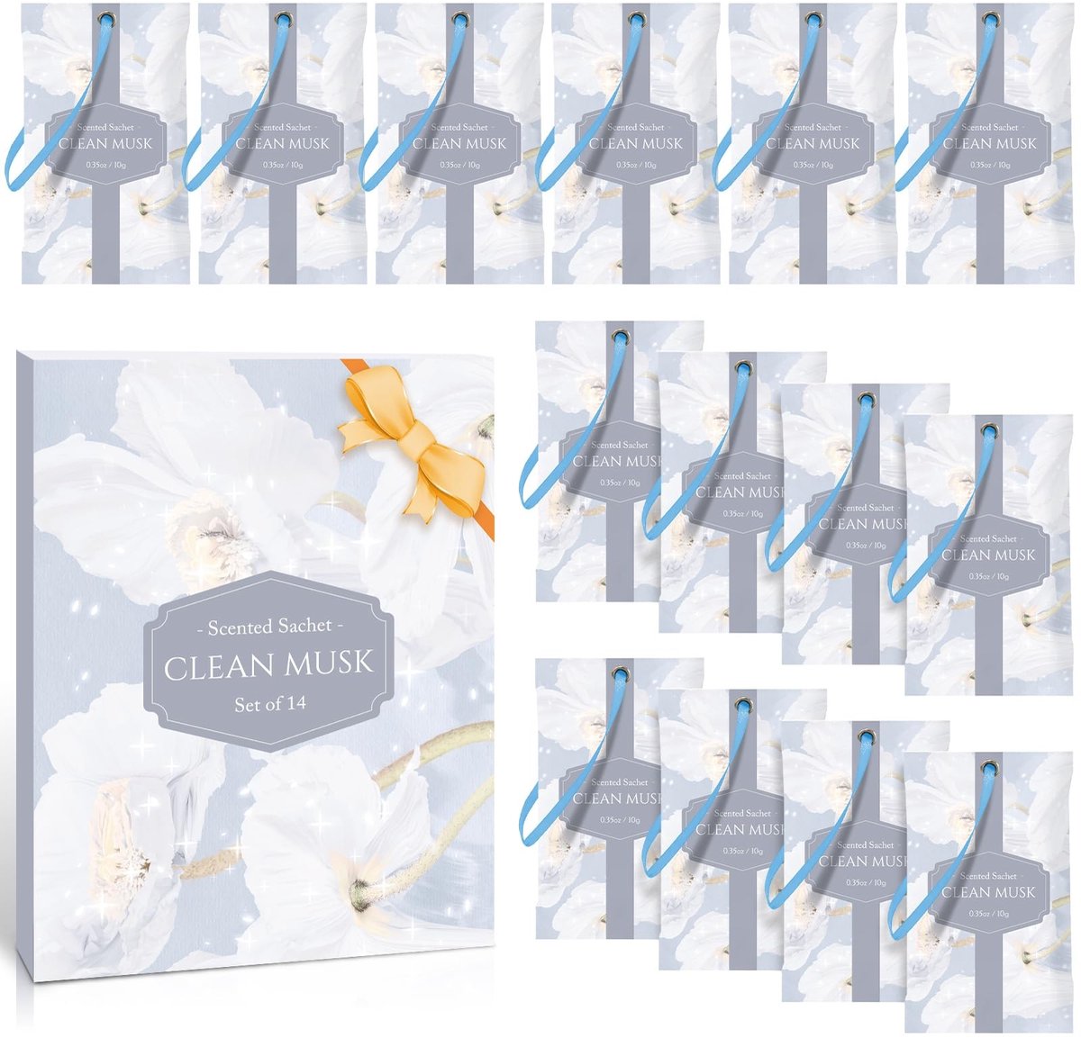 SolidKeus - Geurzakjes met Pure Musk voor Kledingkast 14 Stuks