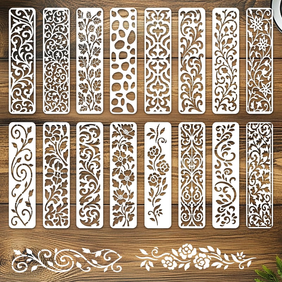 SolidKeus - 16-delige Botanische Kant Wandtemplate voor Schilderen