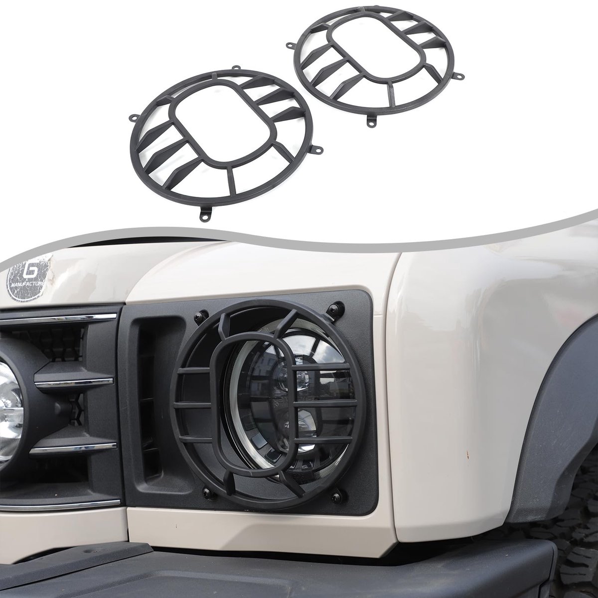 SolidKeus - Koplamp Beschermcover Trim voor Ineos Grenadier 2020-2024 Zwart