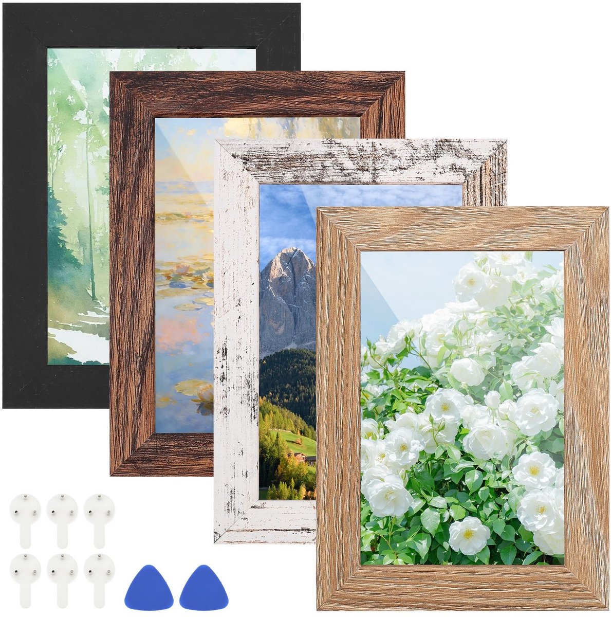 SolidKeus - Set van 4 Houten Fotolijsten in Landhuisstijl