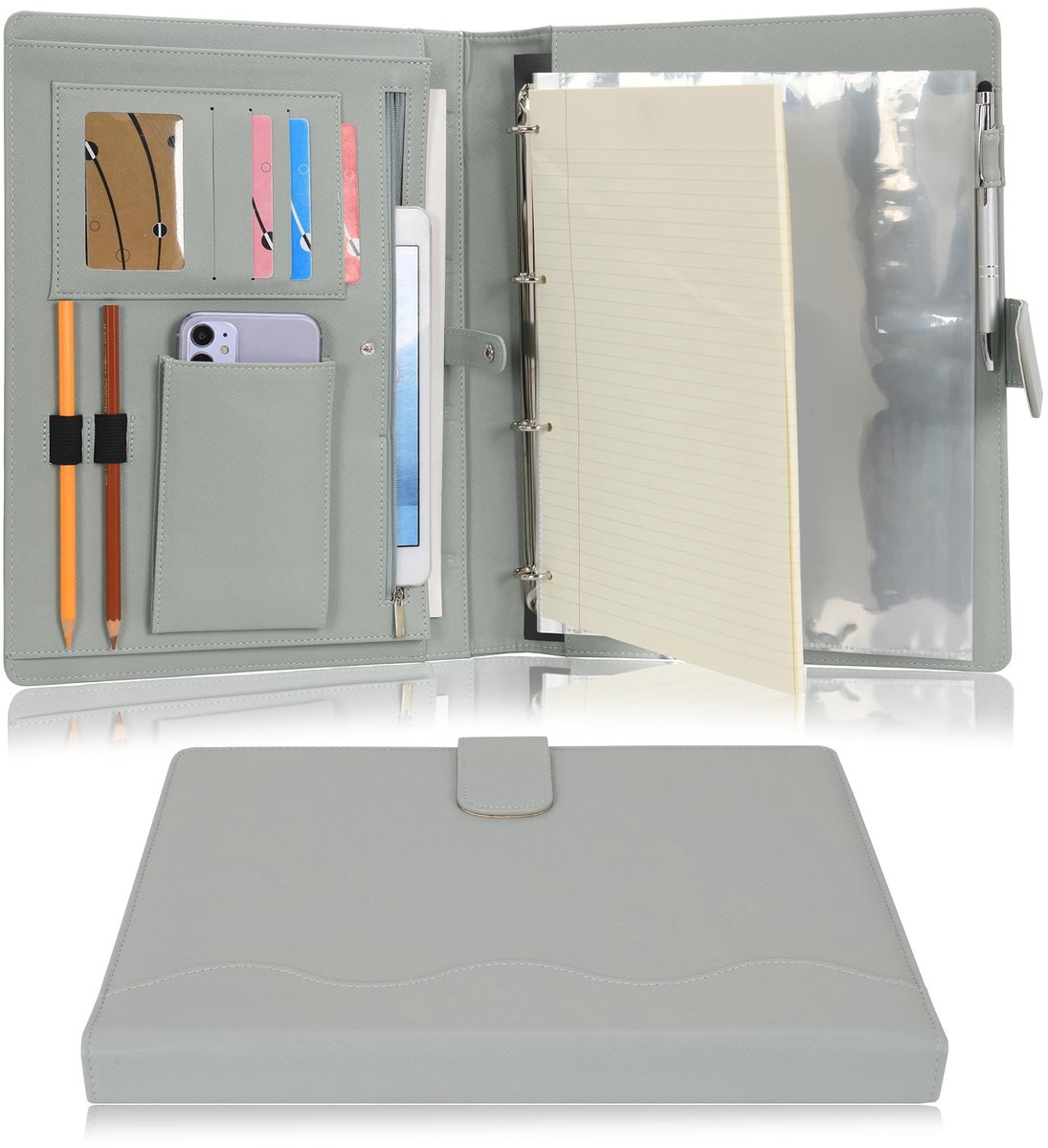 SolidKeus - A4 PU Leer Portfolio met 4 Ring Houder en Clipboard