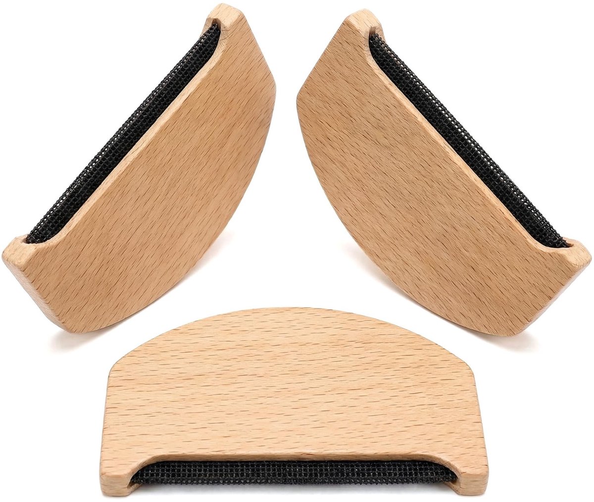 SolidKeus - 3-Delige Houten Pluizverwijderaar voor Kleding